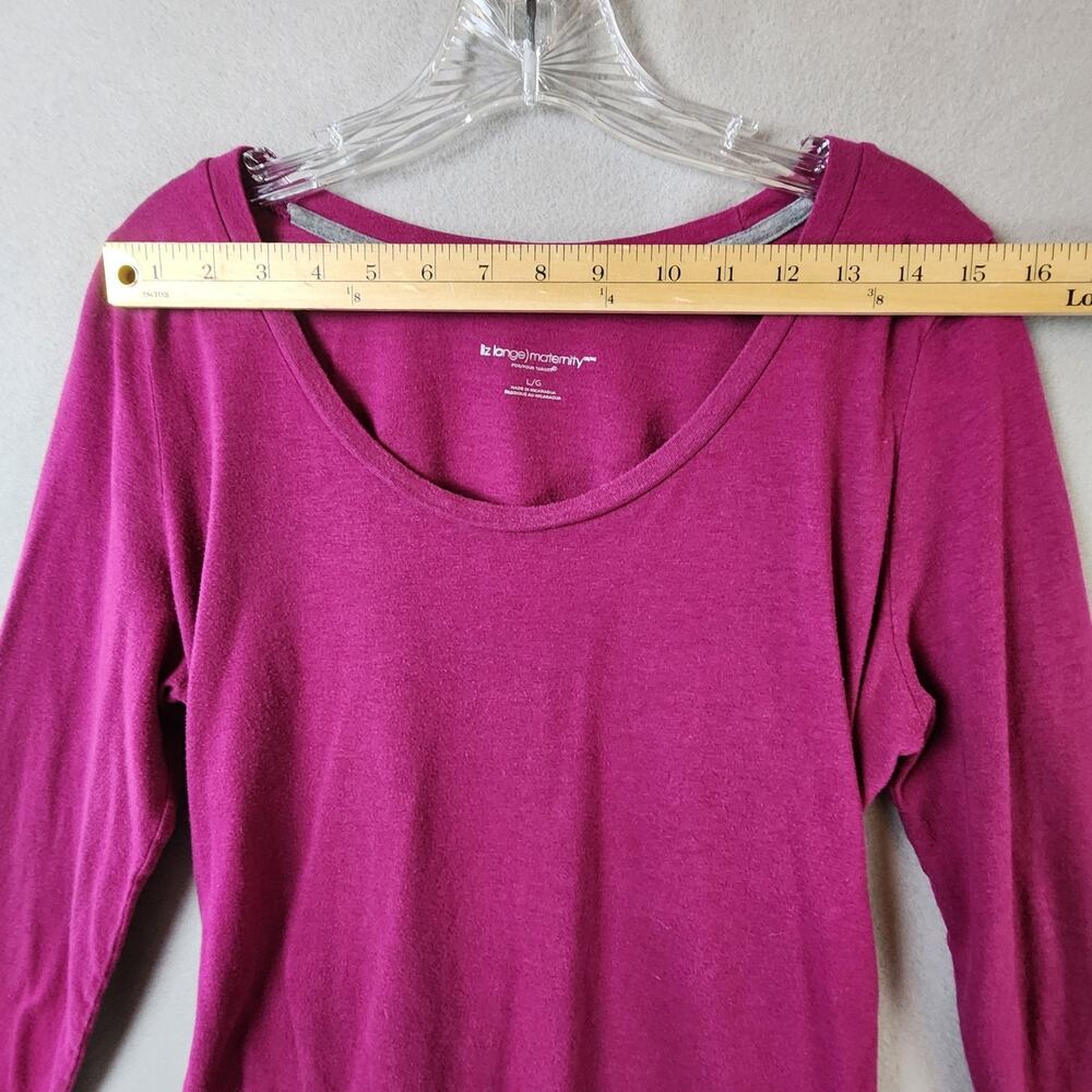 Liz Lange Maternity Scoop Neck Top Large Long Sleeve Magenta Cotton Blend - Picture 5 of 8